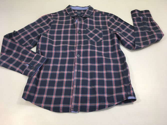 Chemise m.l bleu foncé à carreaux bordeau, moins cher chez Petit Kiwi