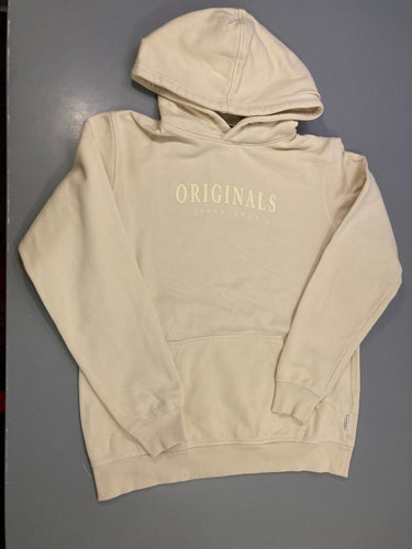 Sweat capuche écru logo, moins cher chez Petit Kiwi
