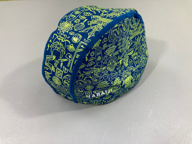 Bonnet de natation bleu motifs vert, moins cher chez Petit Kiwi