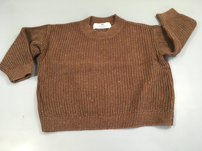 Pull brun côtelé moucheté, moins cher chez Petit Kiwi