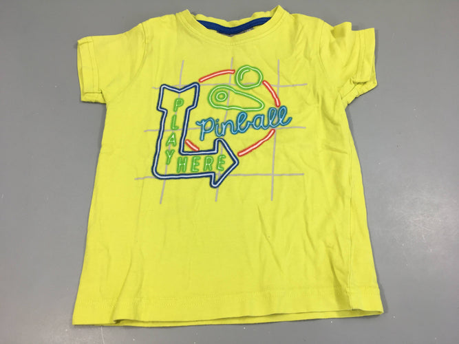 T-shirt m.c jaune Pin ball, moins cher chez Petit Kiwi