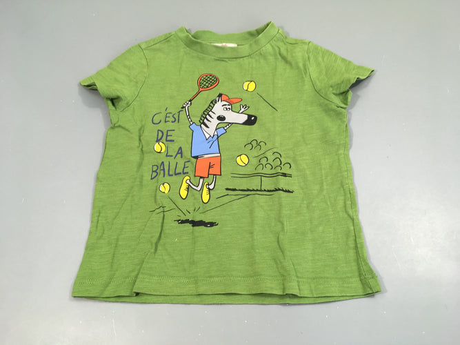 T-shirt m.c vert flammé Tennis, moins cher chez Petit Kiwi