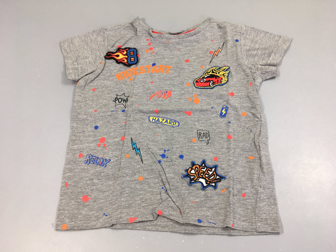 T-shirt m.c gris chiné Kickstart, moins cher chez Petit Kiwi