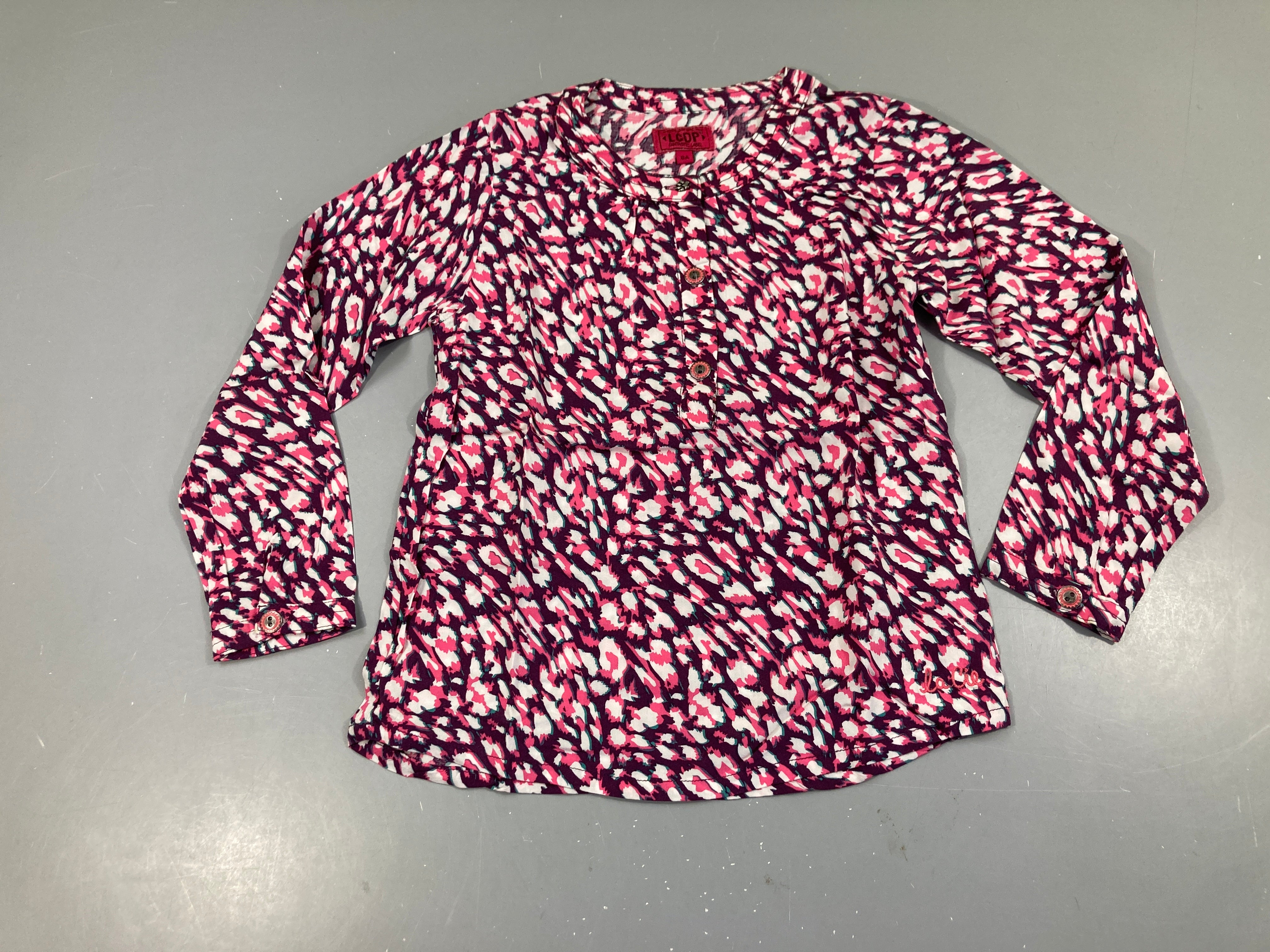 Blouse m.l motifs mauve/blanc/rose