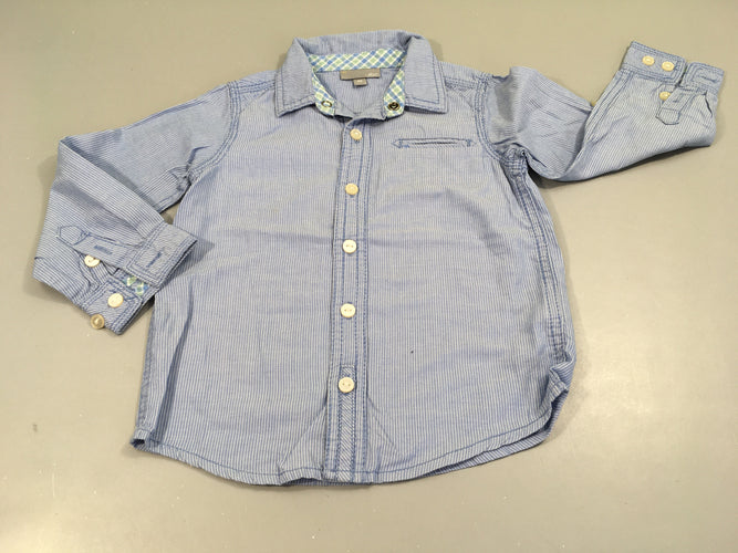 Chemise m.l lignée bleu-blanc, moins cher chez Petit Kiwi