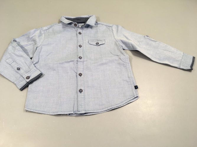 Chemise m.ltexturée bleu, moins cher chez Petit Kiwi
