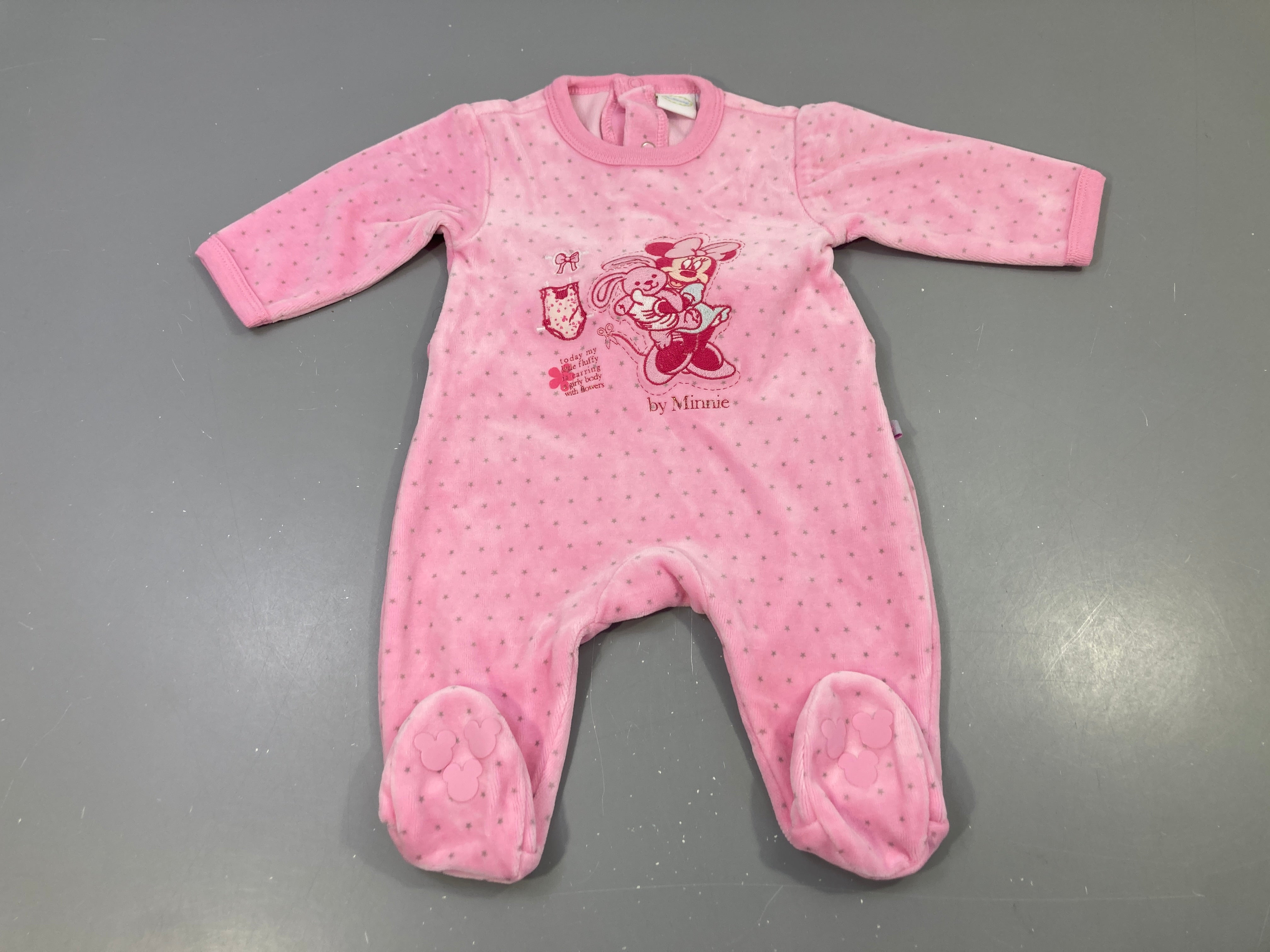 Pyjama rose étoiles, Minnie et lapin brodés