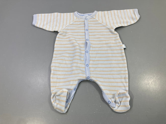 Pyjama beige rayé blanc, moins cher chez Petit Kiwi