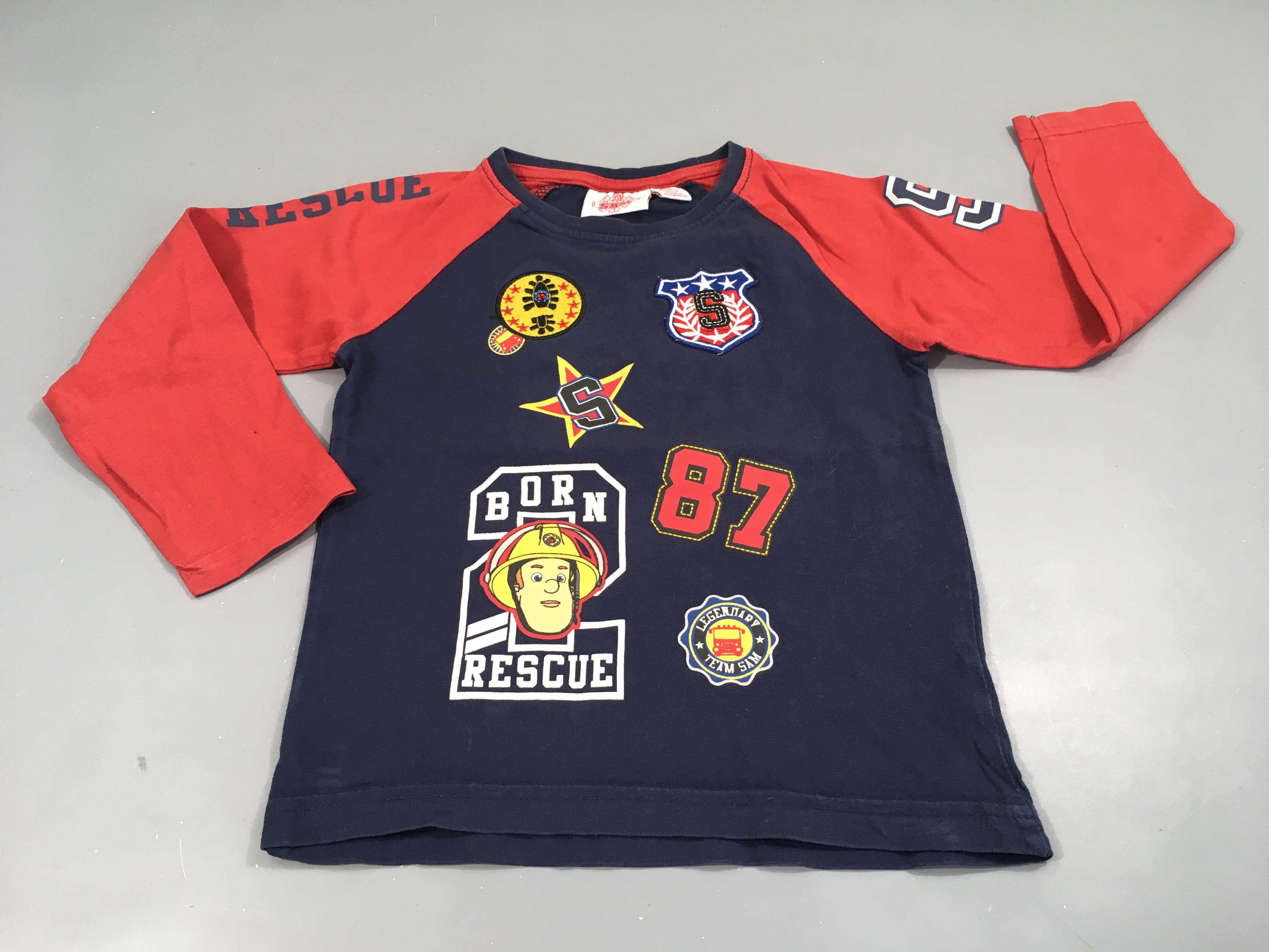 T-shirt m.l bleu Sam pompier