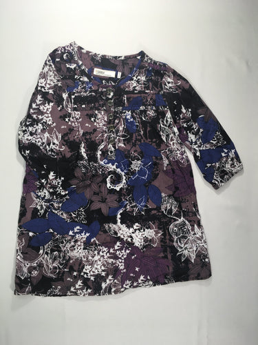Blouse m.l brun/mauve motifs feuilles boutons, moins cher chez Petit Kiwi