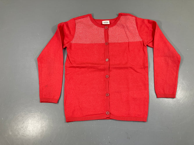 Gilet rouge/corail fil irisé, moins cher chez Petit Kiwi