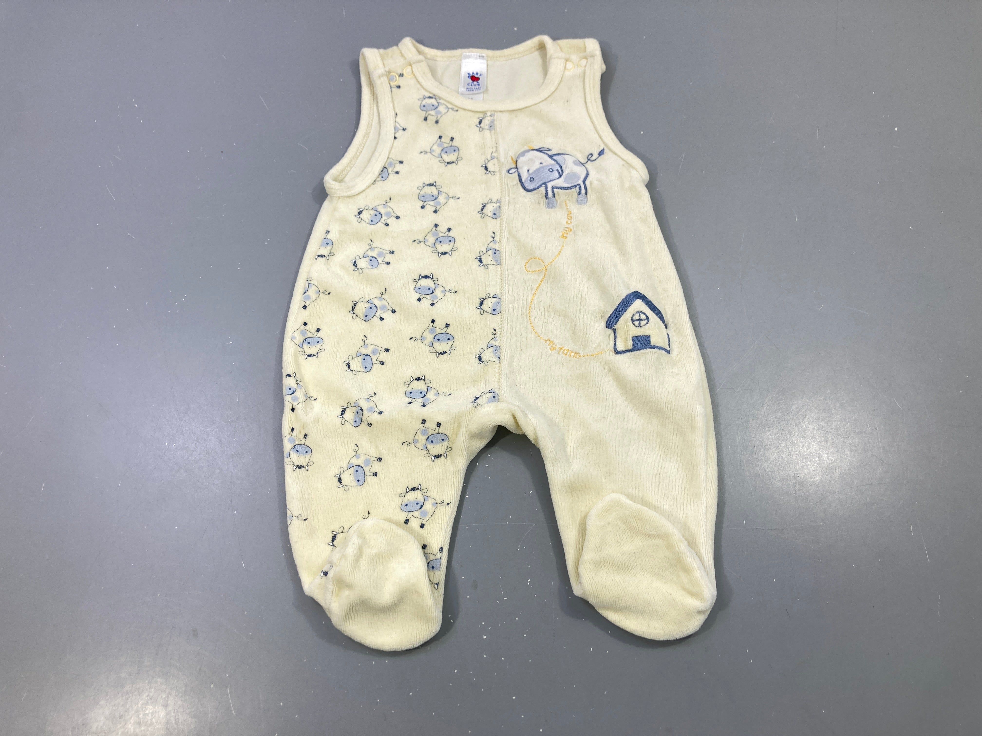 Pyjama s.m écrue velours, vaches brodées, Baby Club