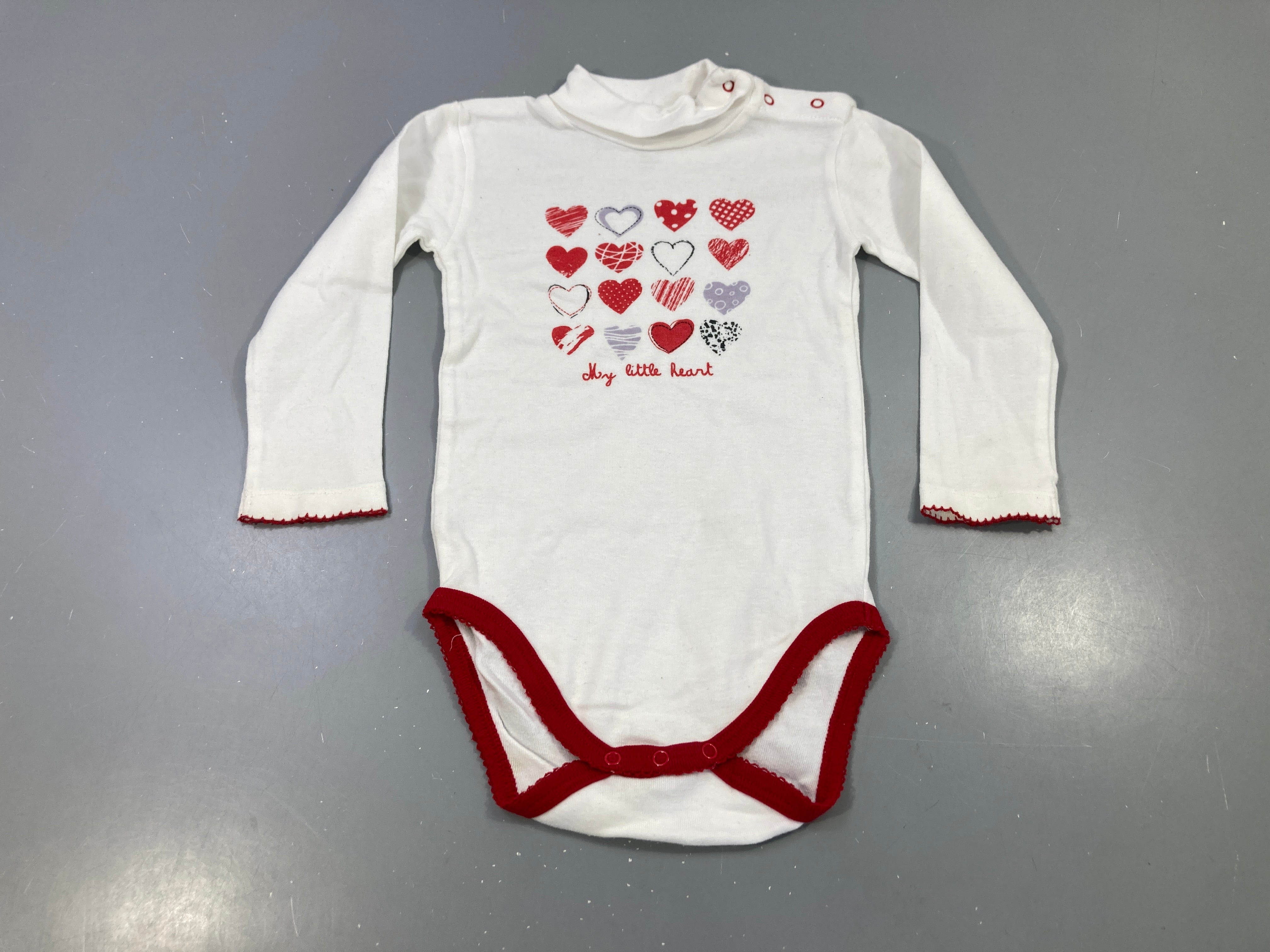 Body m.l écru, coeurs multicolores, 'My little heart'