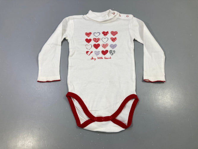 Body m.l écru, coeurs multicolores, 'My little heart', moins cher chez Petit Kiwi