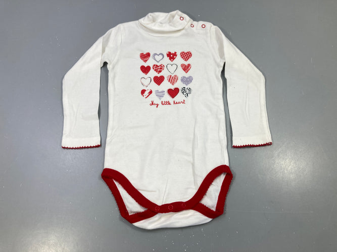 Body m.l écru, coeurs multicolores, 'My little heart', moins cher chez Petit Kiwi