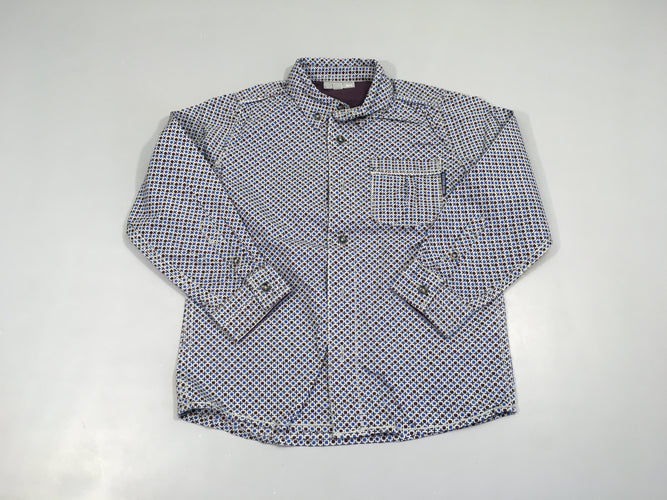Chemise m.l grise motifs croix carré bleu-brun, moins cher chez Petit Kiwi