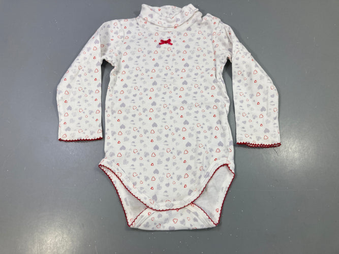 Body m.l écru, petits coeurs gris/rouge, noeud rouge, moins cher chez Petit Kiwi