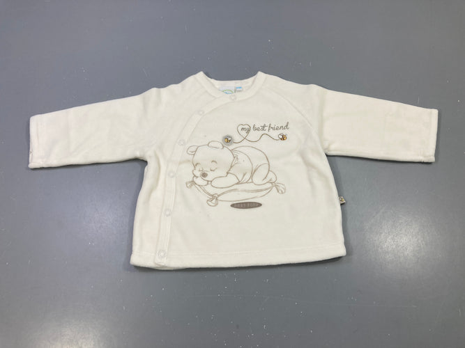 Brassière velours écru, Winnie l'ourson brodé 'my best friend', moins cher chez Petit Kiwi