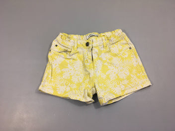 Short en jean jaune fleurs blanches