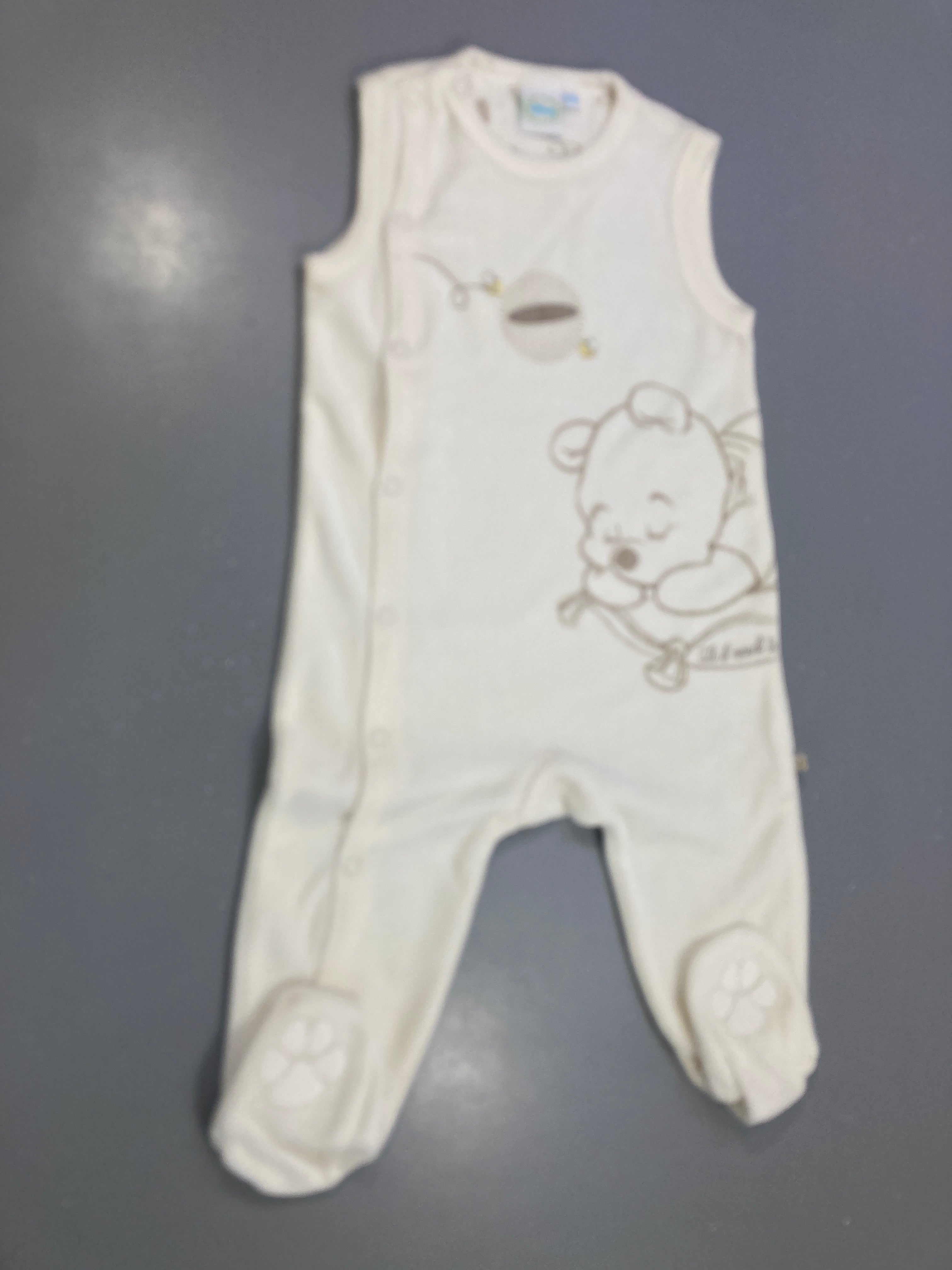 Pyjama velours s.m écru, Winnie l'ourson brodé