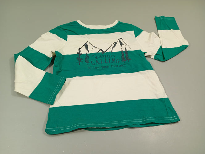 T-shirt m.l vert et blanc , montagnes, moins cher chez Petit Kiwi