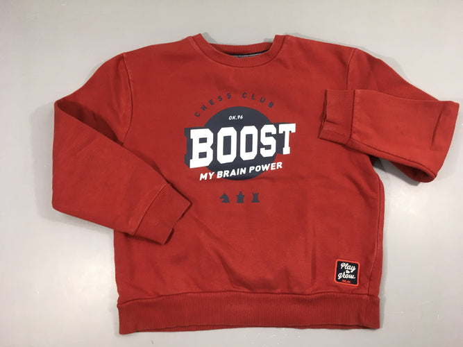 Sweat rouge boost, tache à la manche, moins cher chez Petit Kiwi