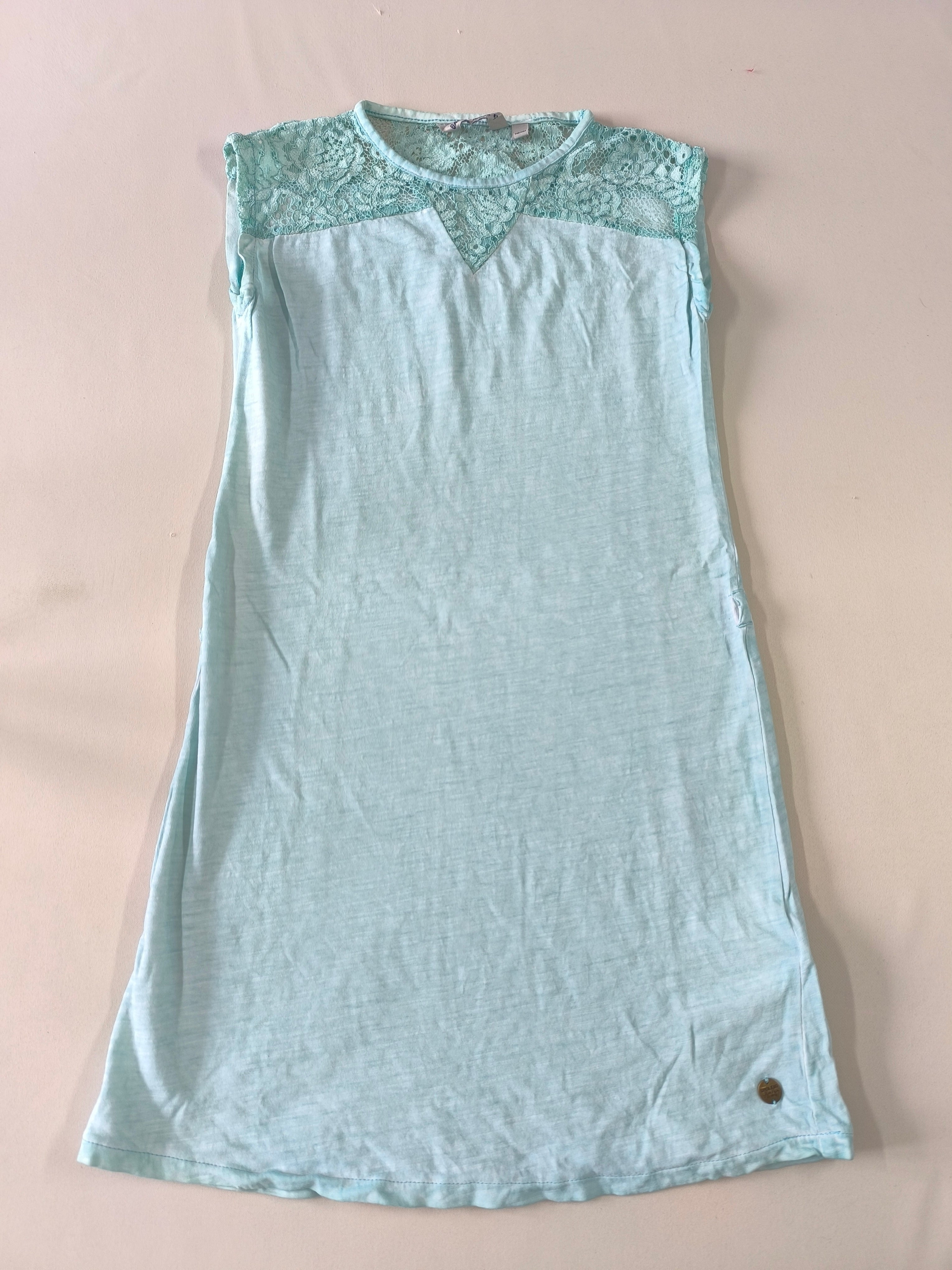 Robe s.m jersey verte broderie aux épaules