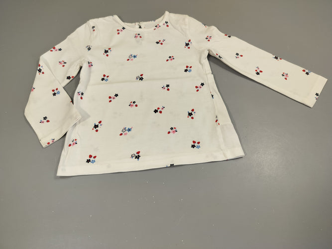 T-shirt m.l blanc à fleurs rose et bleu, moins cher chez Petit Kiwi