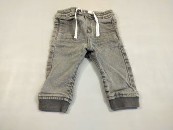 Pantalon denim gris taille et chevilles élastiques