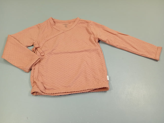Blouse m.l cache-coeur , vieux rose texturé, moins cher chez Petit Kiwi