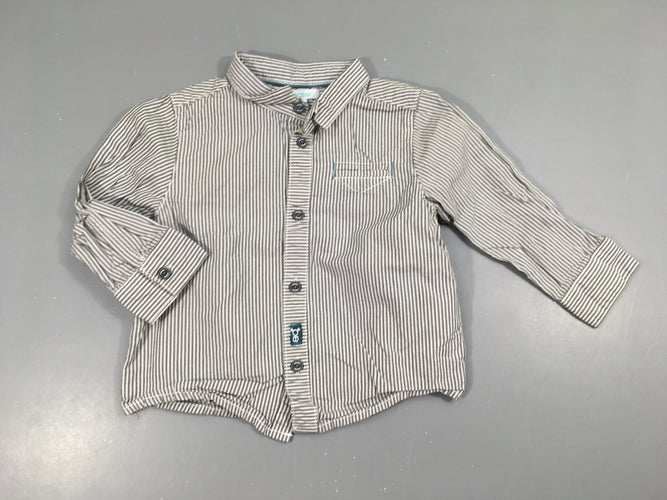 Chemise m.l blanc rayé gris, moins cher chez Petit Kiwi