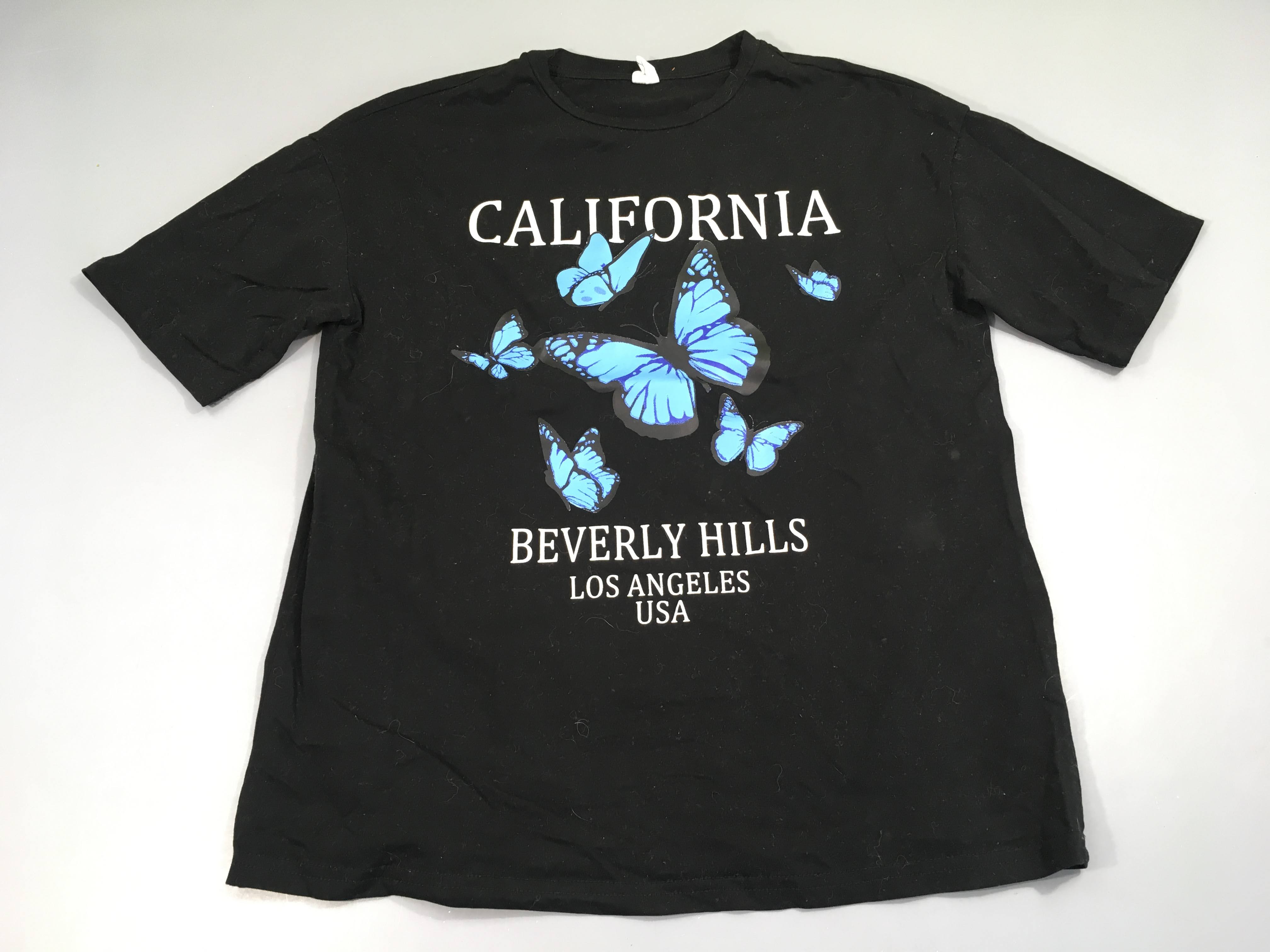 T-shirt m.c noir California papillons