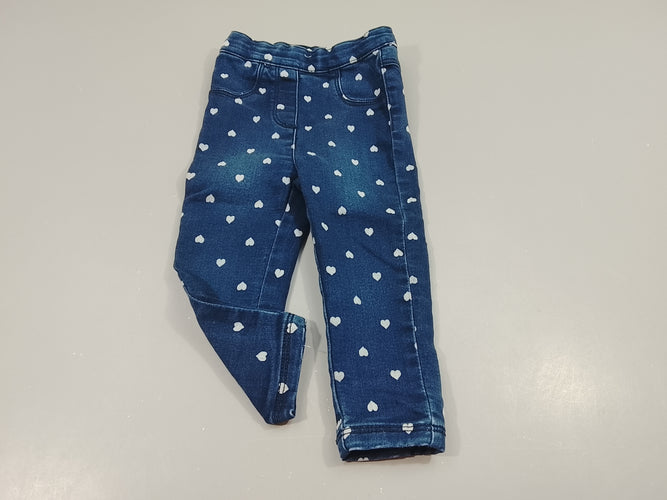 Jegging  denim, coeurs blancs, moins cher chez Petit Kiwi