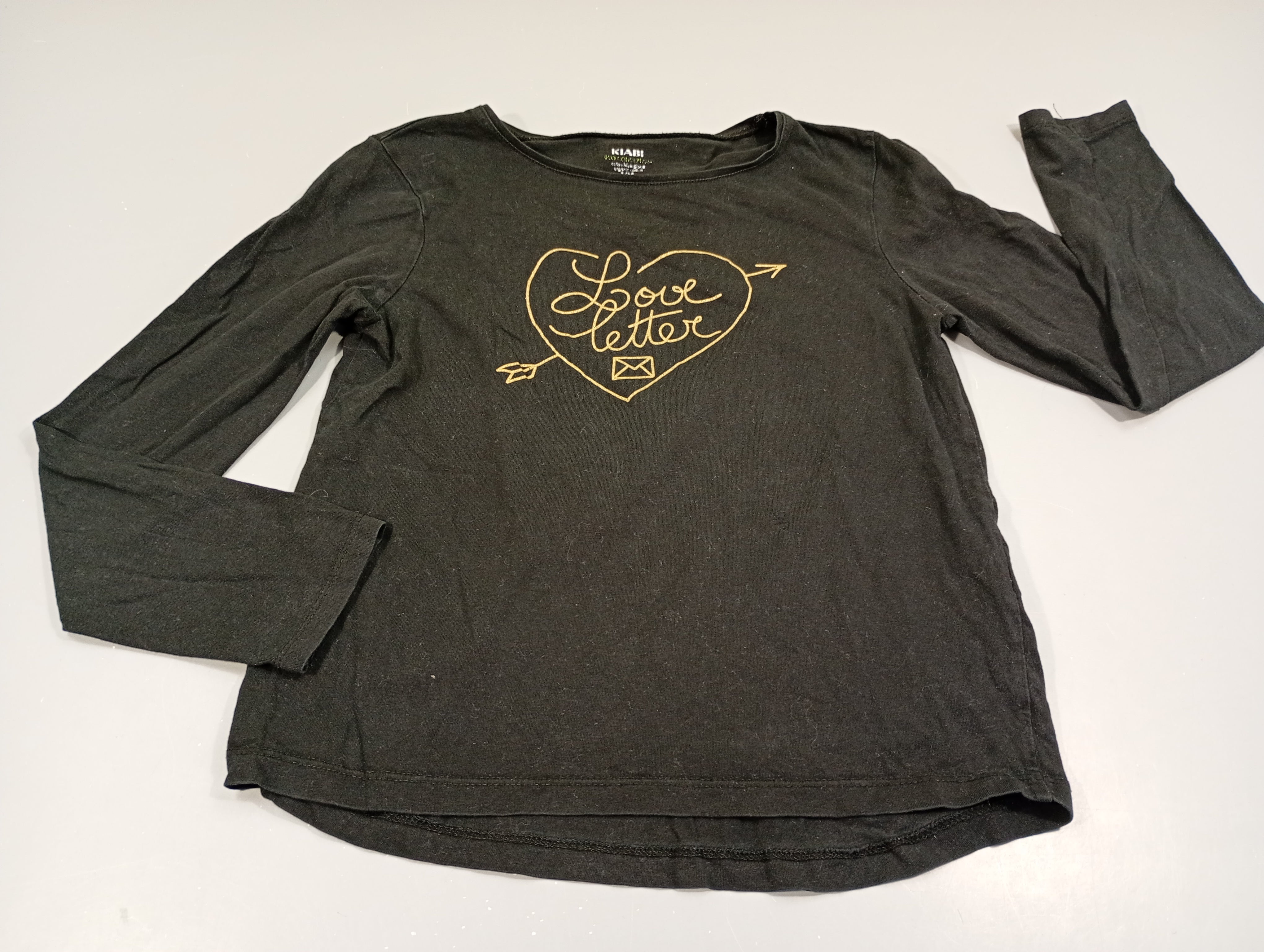 T-shirt m.l noir coeur pailleté doré 