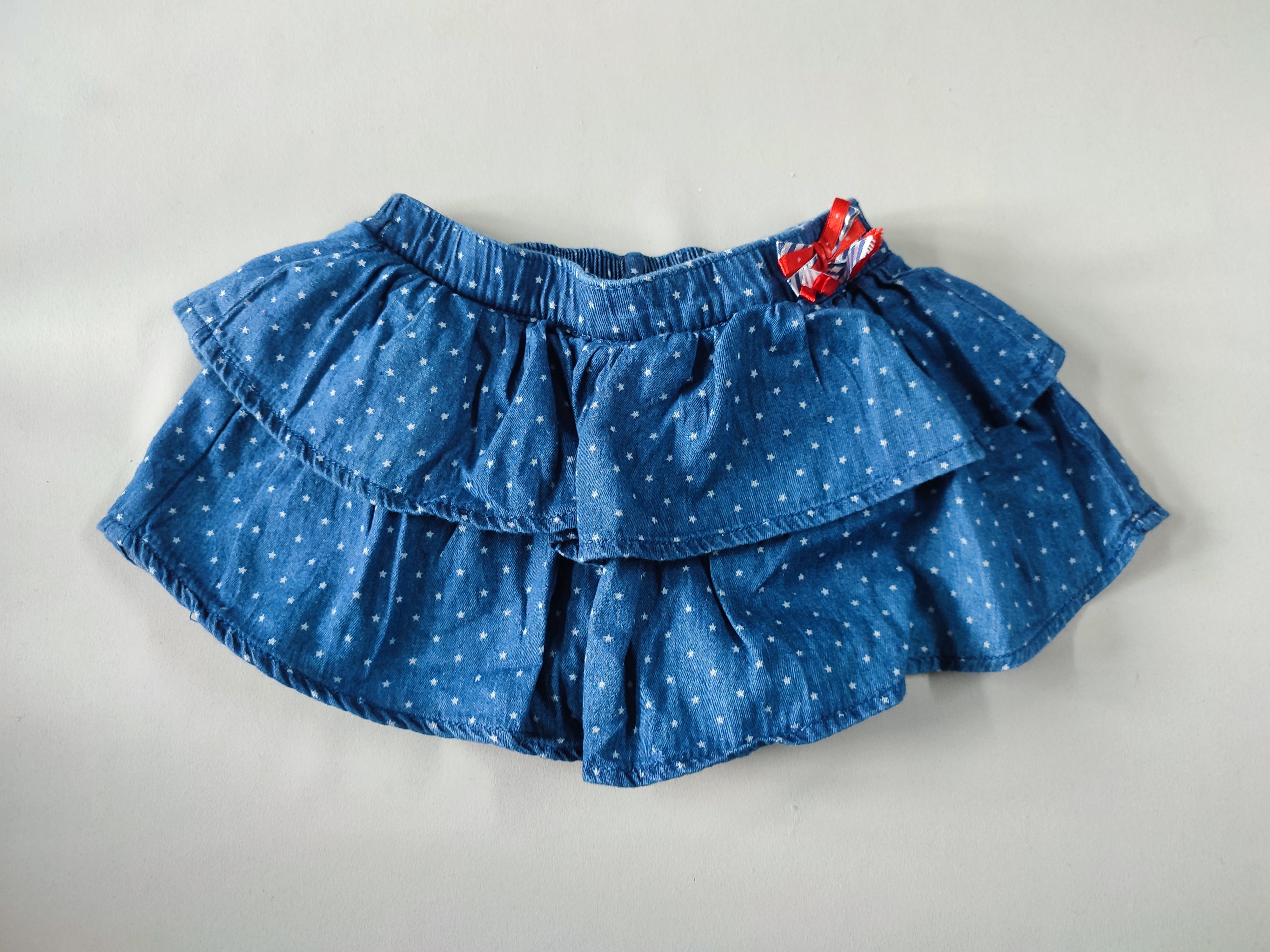Jupe denim bleu étoiles blanches culotte intégrée