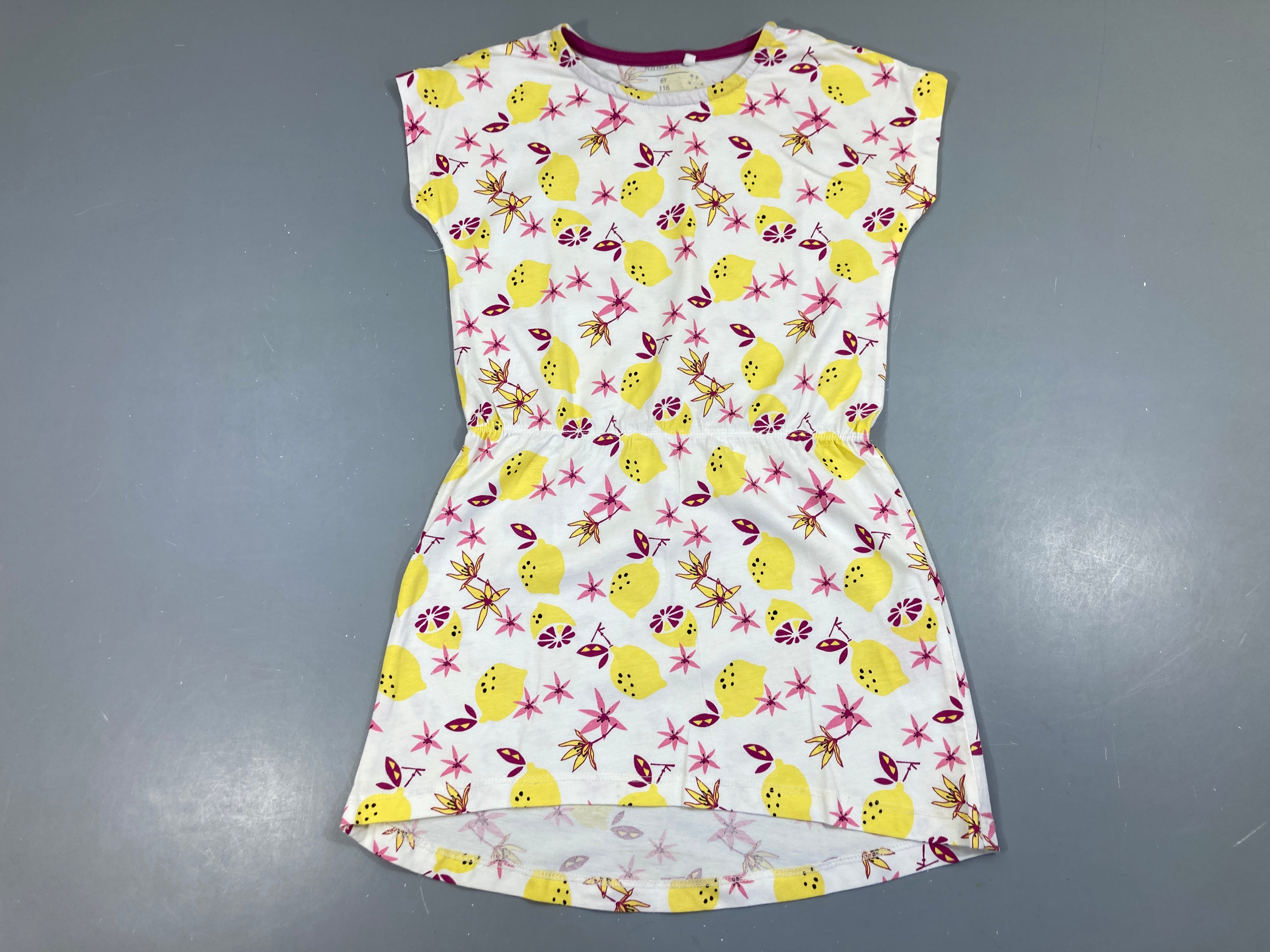 Robe m.c jersey blanche citrons fleurs