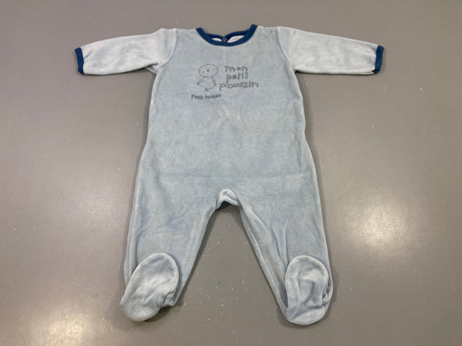 Pyjama bleu ciel, poussin brodé 'mon petit poussin', moins cher chez Petit Kiwi