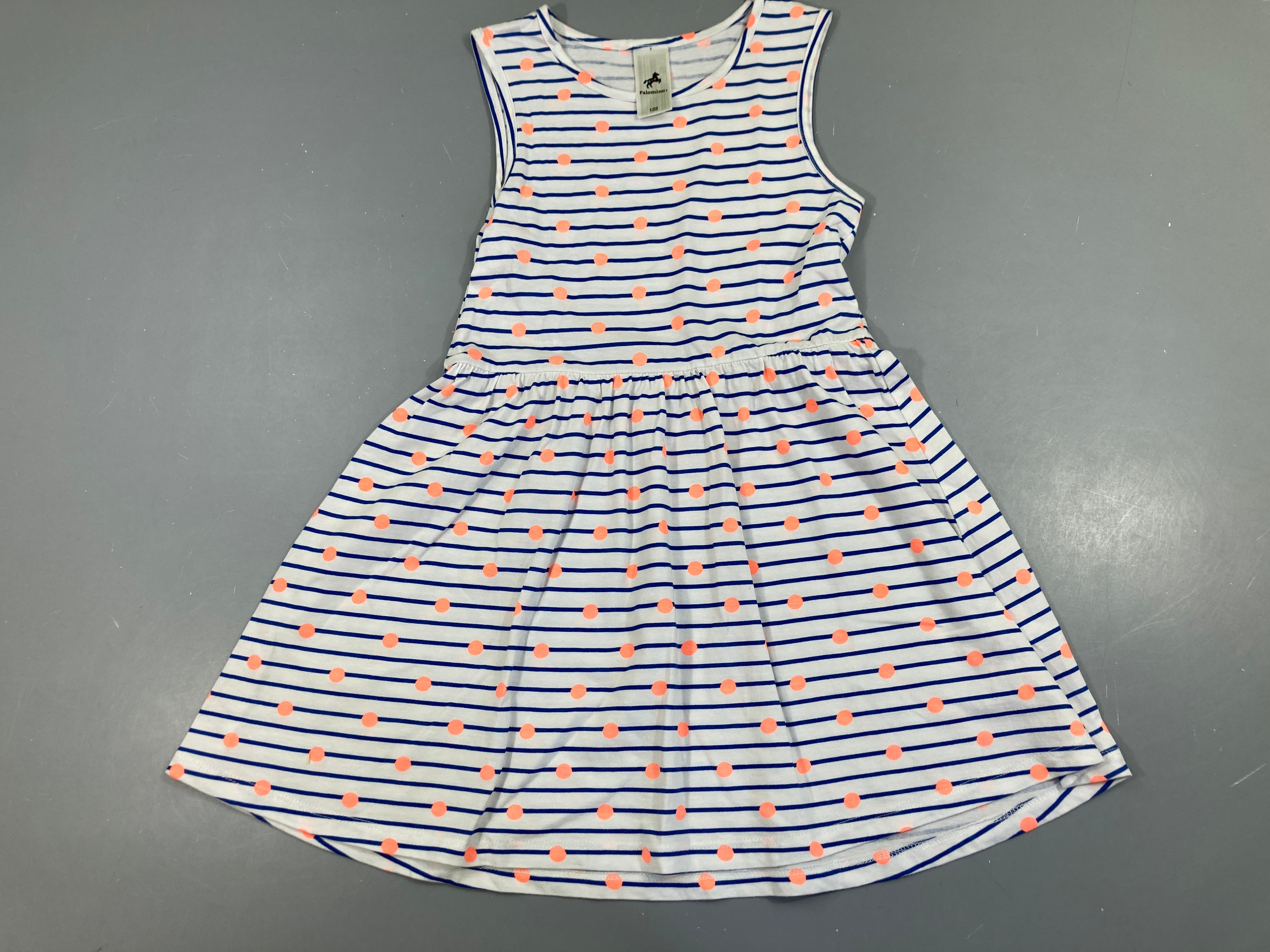 Robe s.m jersey blanc rayé bleu pois