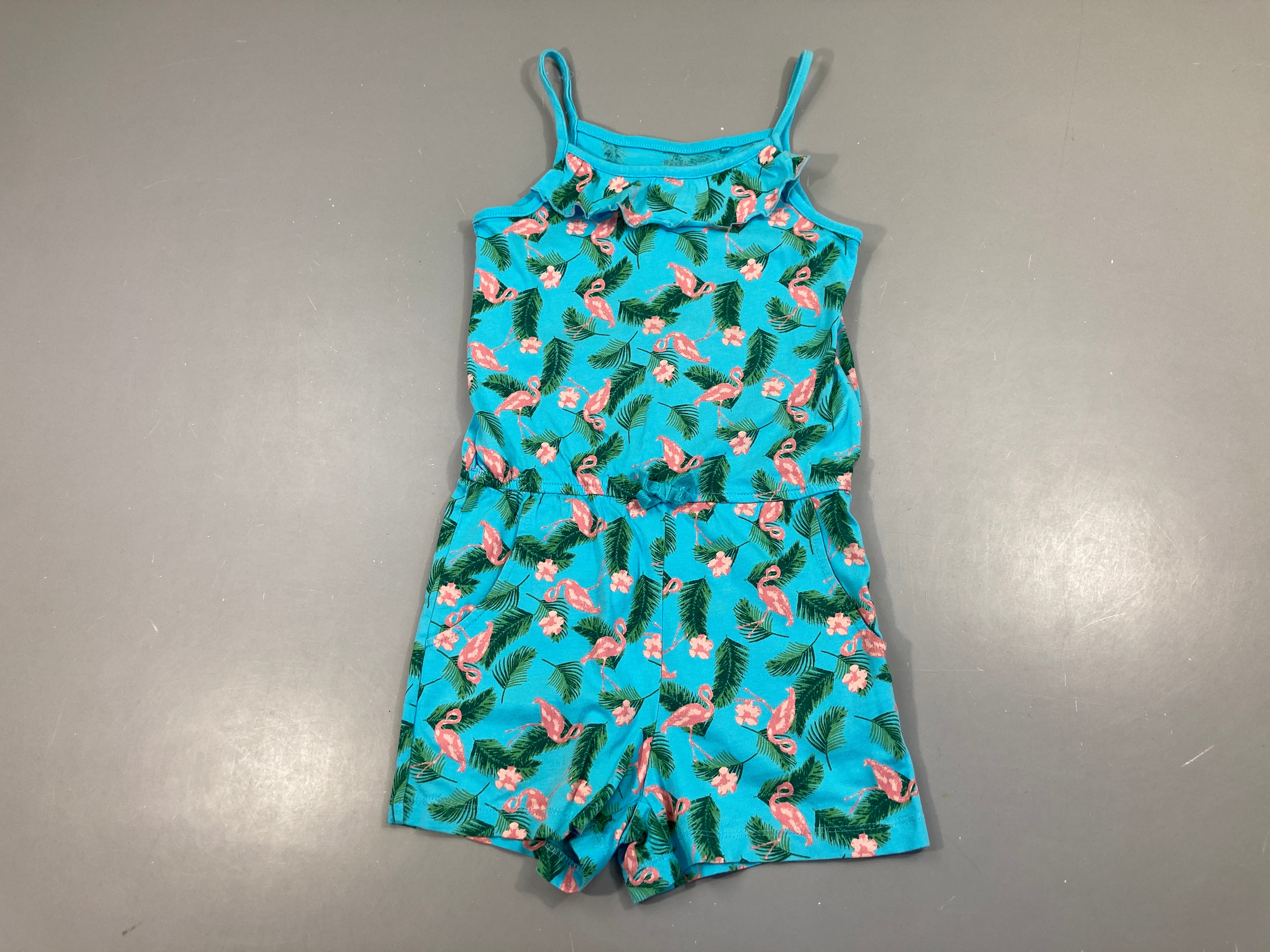 Combishort jersey bleu flamand rose