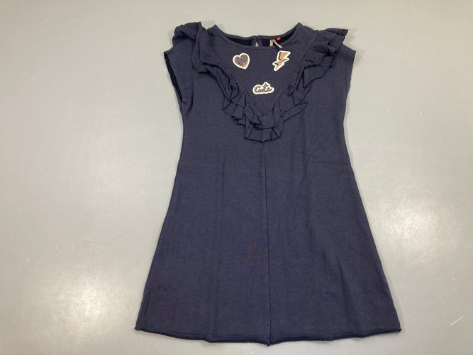 Robe s.m jersey bleu foncé coeur/éclair volants, moins cher chez Petit Kiwi