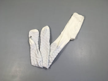 Collants blanc texturé losanges argenté pailleté