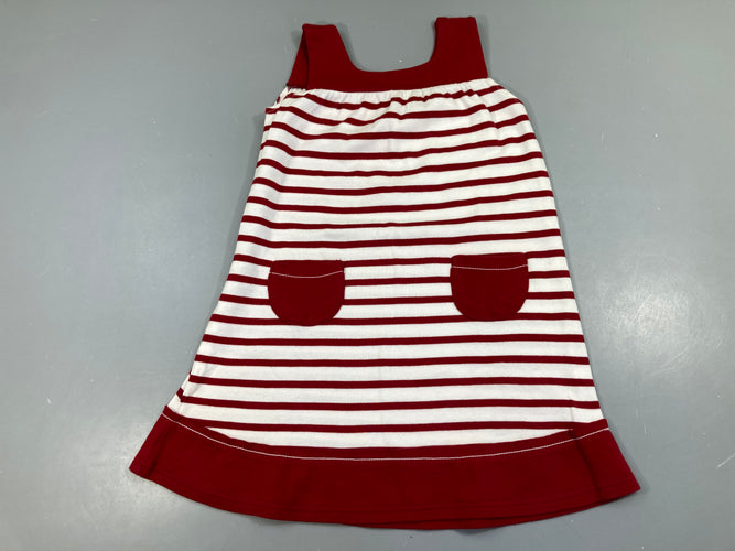 Robe s.m jersey blanc rayé rouge, moins cher chez Petit Kiwi