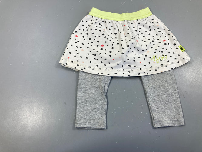 Jupe jersey blanche effet taches, legging intégré, moins cher chez Petit Kiwi