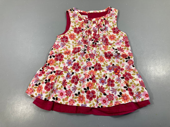 Robe s.m velours fleurie, moins cher chez Petit Kiwi