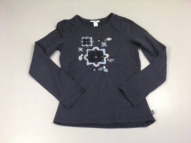 T-shirt m.l bleu marine fleurs tulles, moins cher chez Petit Kiwi