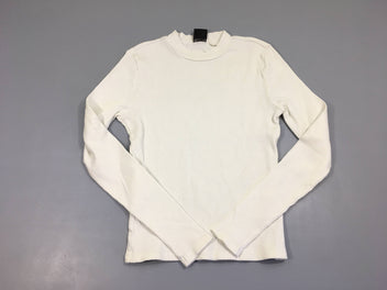 T-shirt m.l blanc côtelé col montant