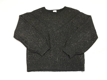 Pull noir ajouré fil métalisé argenté