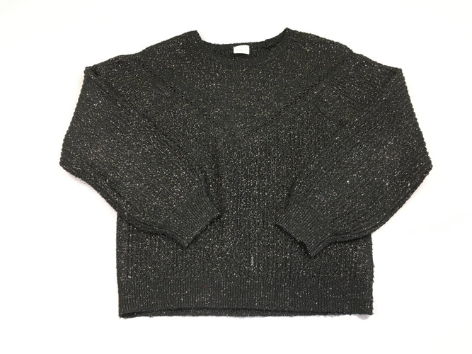 Pull noir ajouré fil métalisé argenté, moins cher chez Petit Kiwi