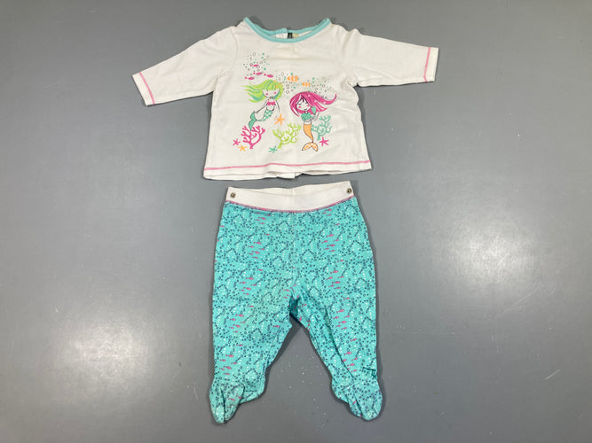 Pyjama 2pcs jersey blanc sirènes, moins cher chez Petit Kiwi