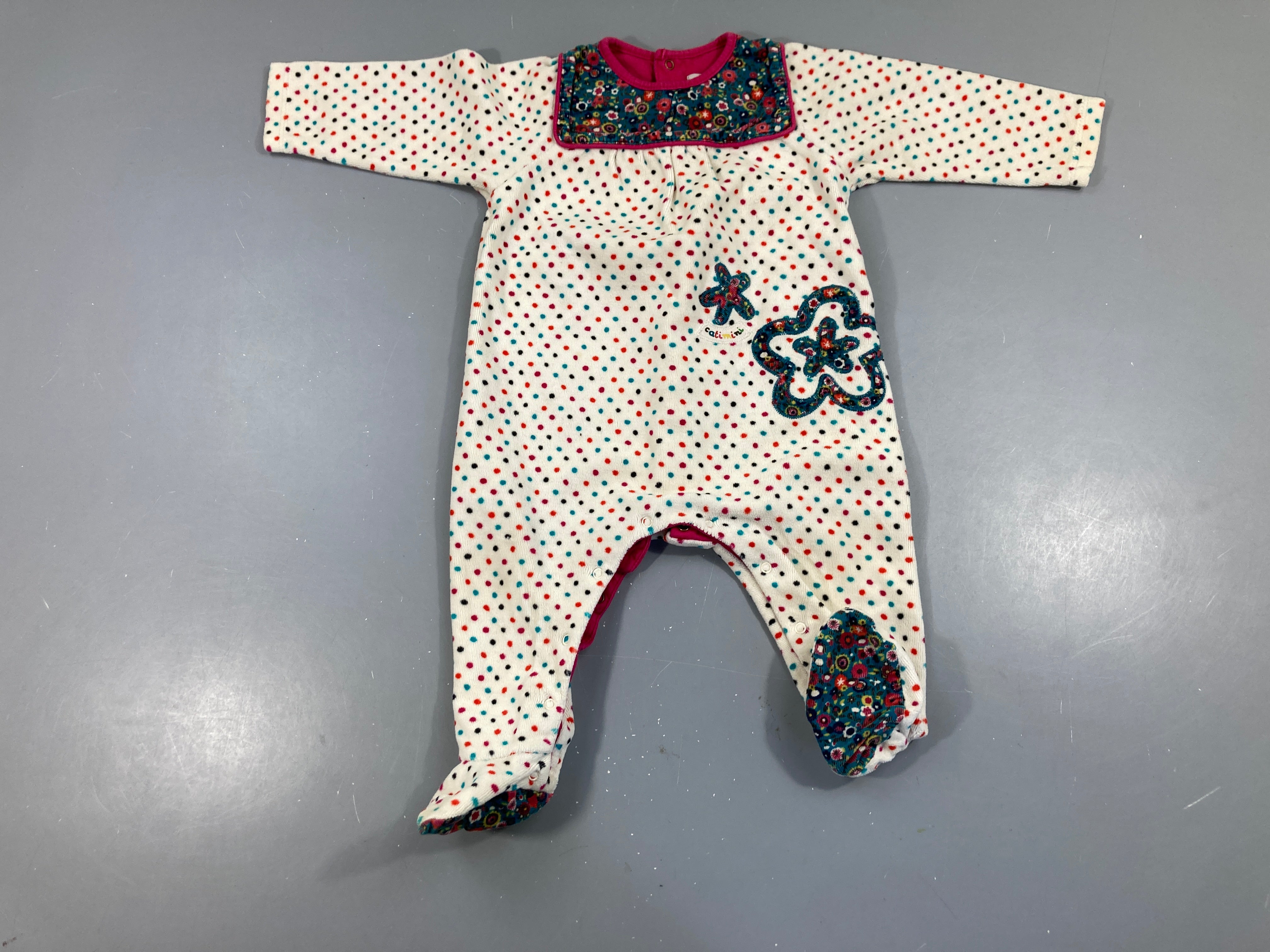 Pyjama velours blanc pois multicolores